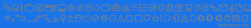 フォントAristotelicaIconsLightTrial – 青い背景に灰色の文字