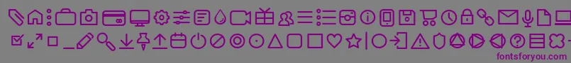フォントAristotelicaIconsLightTrial – 紫色のフォント、灰色の背景