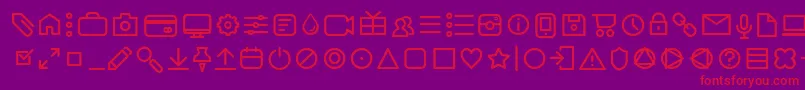 フォントAristotelicaIconsLightTrial – 紫の背景に赤い文字