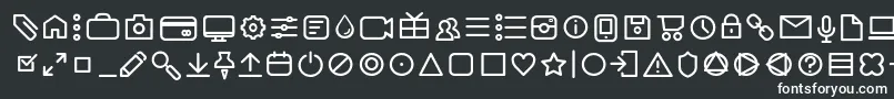 フォントAristotelicaIconsLightTrial – 黒い背景に白い文字