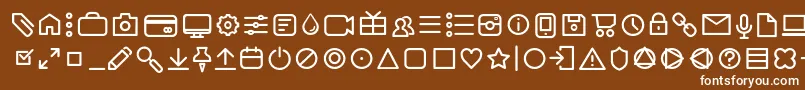 フォントAristotelicaIconsLightTrial – 茶色の背景に白い文字