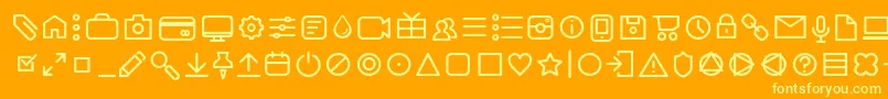 フォントAristotelicaIconsLightTrial – オレンジの背景に黄色の文字