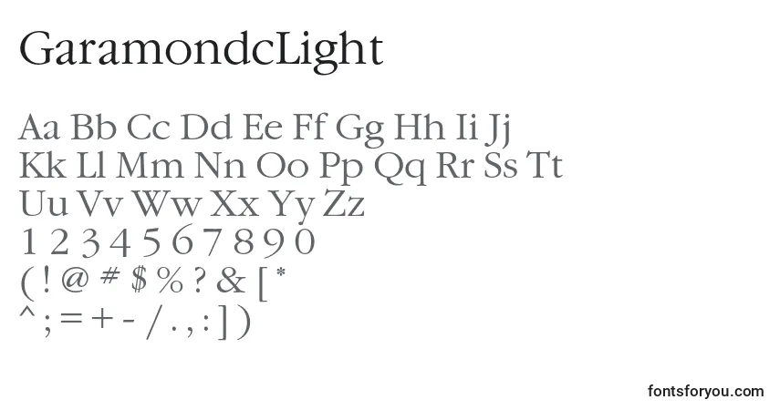 GaramondcLight Font – alphabet, numbers, special characters