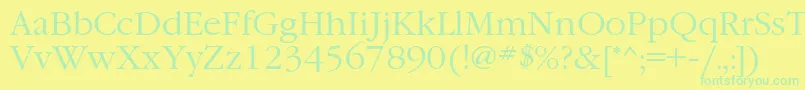Fonte GaramondcLight – fontes verdes em um fundo amarelo