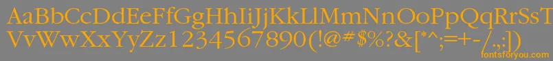 GaramondcLight-Schriftart – Orangefarbene Schriften auf grauem Hintergrund