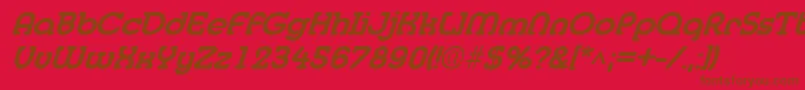 MedflyextraboldItalic-Schriftart – Braune Schriften auf rotem Hintergrund