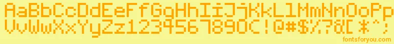 フォントFixedV01 – オレンジの文字が黄色の背景にあります。