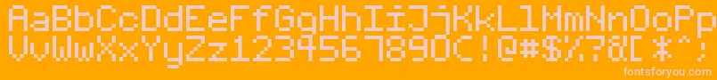 FixedV01-Schriftart – Rosa Schriften auf orangefarbenem Hintergrund