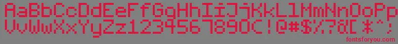 フォントFixedV01 – 赤い文字の灰色の背景