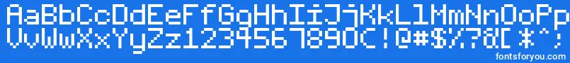 FixedV01-Schriftart – Weiße Schriften auf blauem Hintergrund