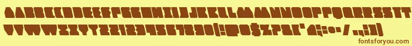 フォントContourofdutyleft – 茶色の文字が黄色の背景にあります。