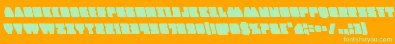 Contourofdutyleft-Schriftart – Grüne Schriften auf orangefarbenem Hintergrund
