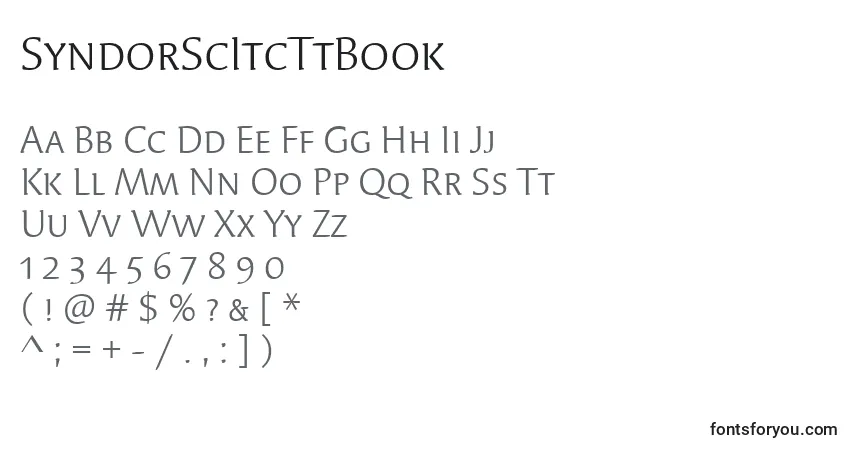 A fonte SyndorScItcTtBook – alfabeto, números, caracteres especiais