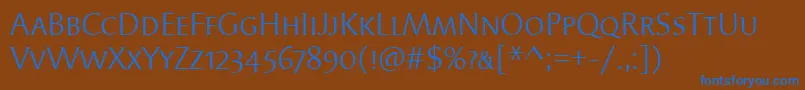 SyndorScItcTtBook Font – Blue Fonts on Brown Background