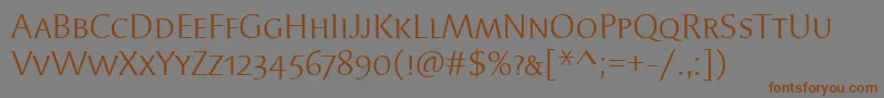 Fonte SyndorScItcTtBook – fontes marrons em um fundo cinza