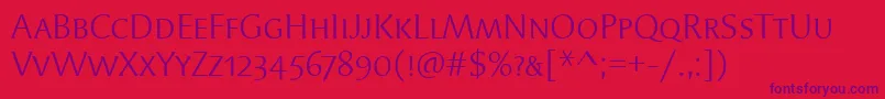 SyndorScItcTtBook Font – Purple Fonts on Red Background