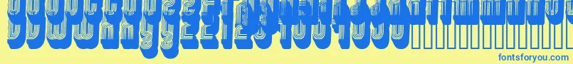 Disco3-Schriftart – Blaue Schriften auf gelbem Hintergrund