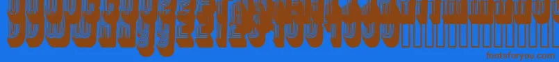 フォントDisco3 – 茶色の文字が青い背景にあります。