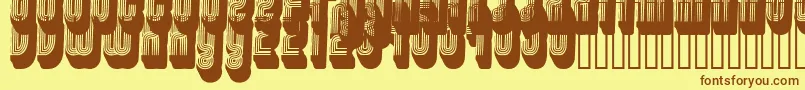 Disco3-Schriftart – Braune Schriften auf gelbem Hintergrund