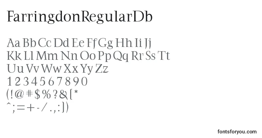 Schriftart FarringdonRegularDb – Alphabet, Zahlen, spezielle Symbole