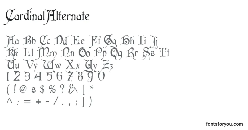 A fonte CardinalAlternate – alfabeto, números, caracteres especiais