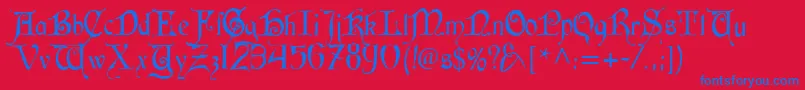 フォントCardinalAlternate – 赤い背景に青い文字