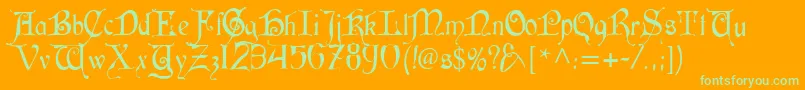 CardinalAlternate-Schriftart – Grüne Schriften auf orangefarbenem Hintergrund