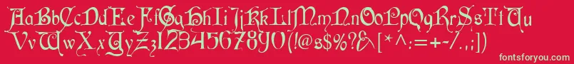 CardinalAlternate-fontti – vihreät fontit punaisella taustalla