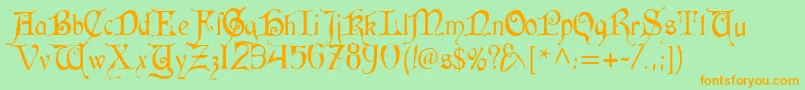 CardinalAlternate-Schriftart – Orangefarbene Schriften auf grünem Hintergrund