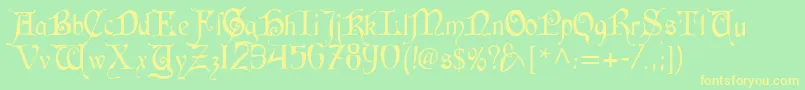 CardinalAlternate-Schriftart – Gelbe Schriften auf grünem Hintergrund