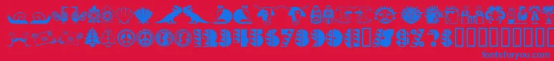 Popticstwoextras Font – Blue Fonts on Red Background