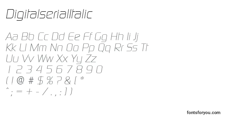 Fuente DigitalserialItalic - alfabeto, números, caracteres especiales