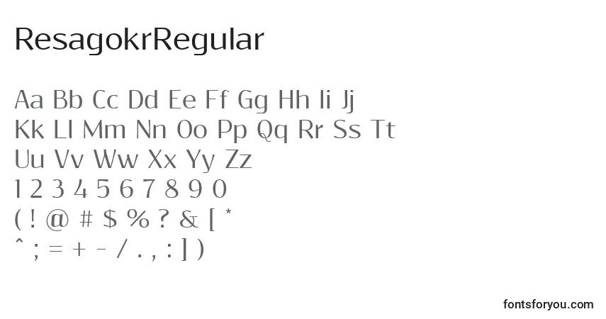 Schriftart ResagokrRegular – Alphabet, Zahlen, spezielle Symbole