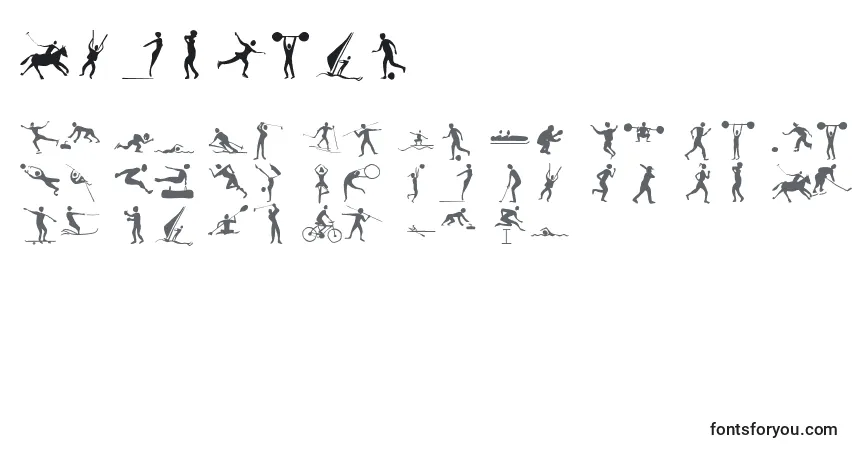 Czcionka Sportive – alfabet, cyfry, specjalne znaki