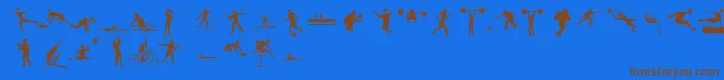 Sportive Font – Brown Fonts on Blue Background