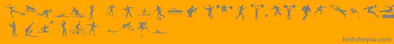 Sportive-Schriftart – Graue Schriften auf orangefarbenem Hintergrund