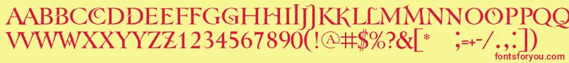Tenebraoldface-fontti – punaiset fontit keltaisella taustalla