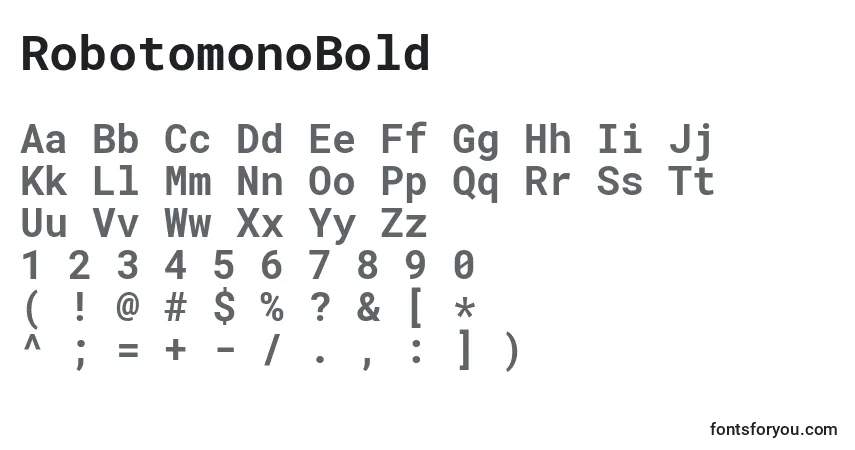 Fuente RobotomonoBold - alfabeto, números, caracteres especiales