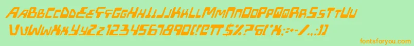 XpedItalic-Schriftart – Orangefarbene Schriften auf grünem Hintergrund