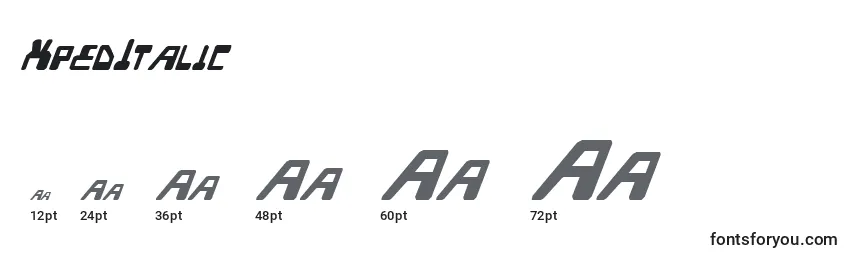 Размеры шрифта XpedItalic