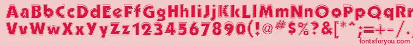 フォントPerformaOutlineSsiOutline – ピンクの背景に赤い文字
