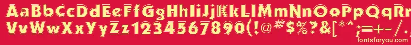 PerformaOutlineSsiOutline-Schriftart – Gelbe Schriften auf rotem Hintergrund