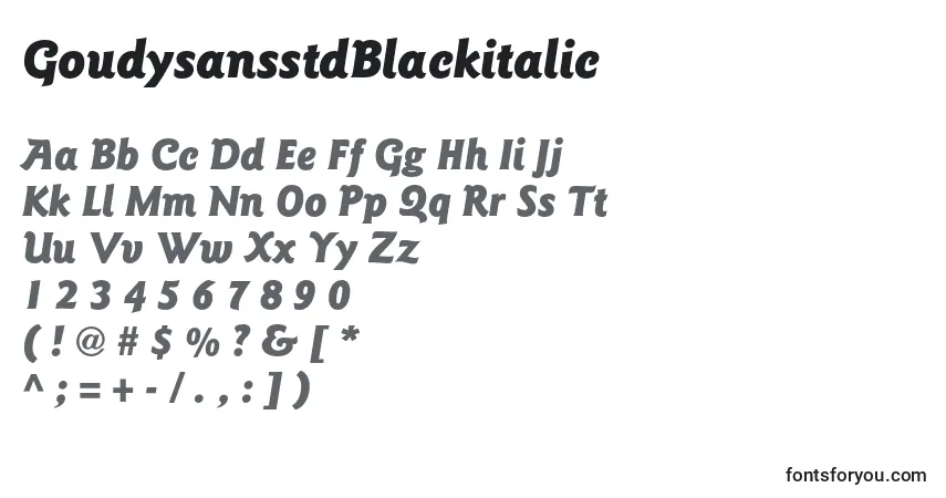 Czcionka GoudysansstdBlackitalic – alfabet, cyfry, specjalne znaki
