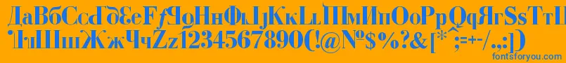 KremlinDumaBold-Schriftart – Blaue Schriften auf orangefarbenem Hintergrund