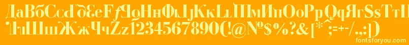 KremlinDumaBold-Schriftart – Gelbe Schriften auf orangefarbenem Hintergrund