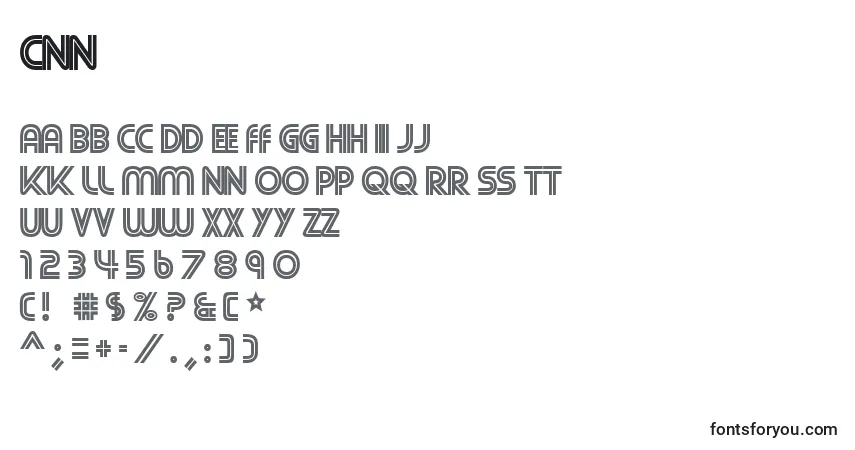 Schriftart Cnn – Alphabet, Zahlen, spezielle Symbole