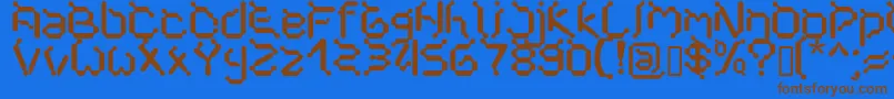 フォントCybernet – 茶色の文字が青い背景にあります。