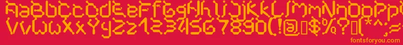 Cybernet-Schriftart – Orangefarbene Schriften auf rotem Hintergrund