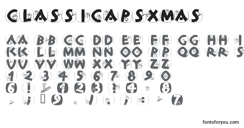 Schriftart Classicapsxmas – Alphabet, Zahlen, spezielle Symbole