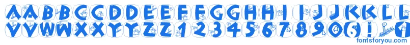 Classicapsxmas-Schriftart – Blaue Schriften auf weißem Hintergrund